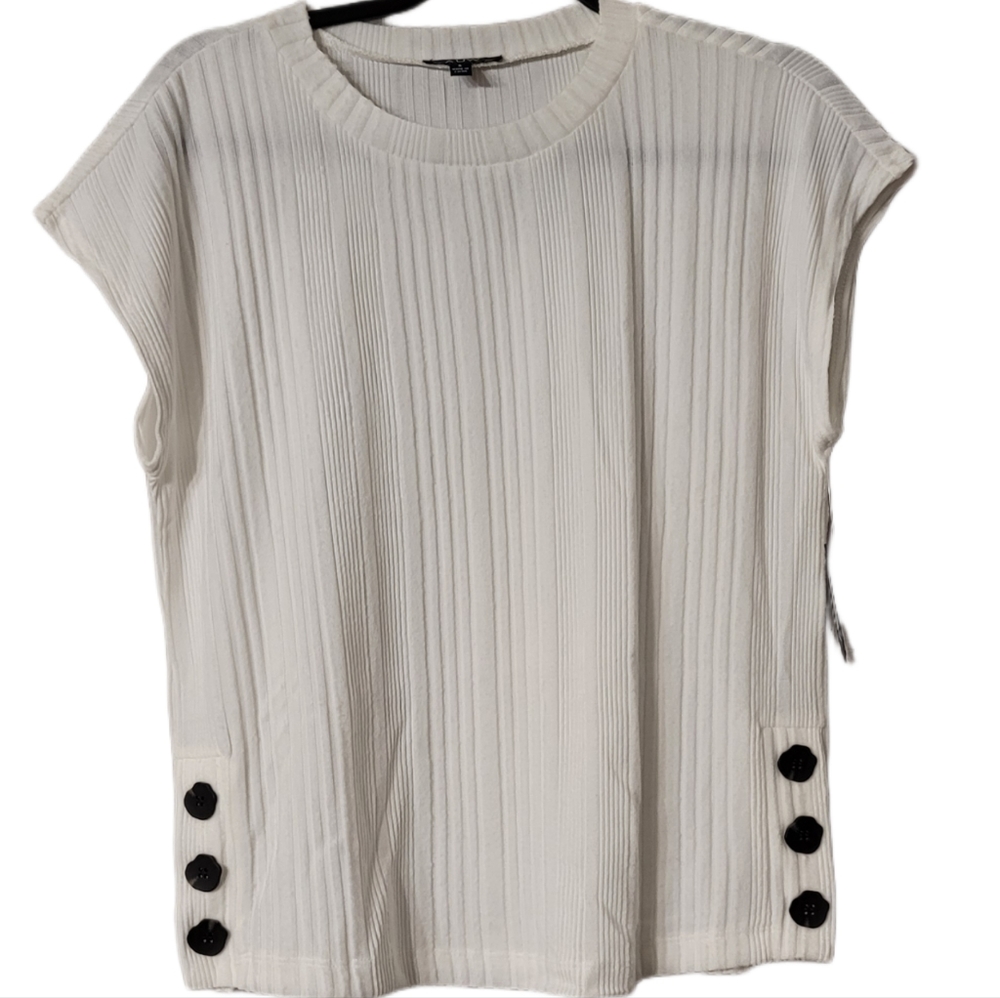 AUW White Cap Sleeve Shirt Size Small